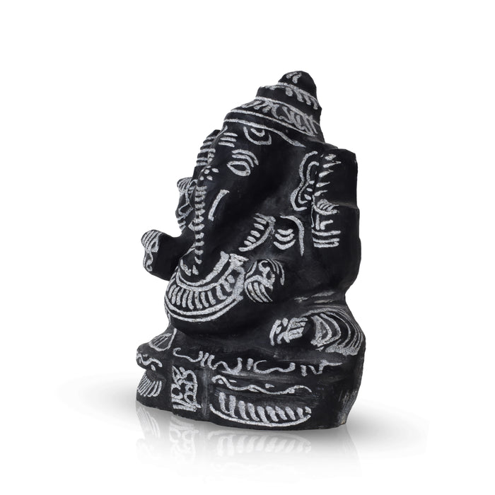 Black Stone Ganesh Murti  - 5 Inches | Ganapathi Vigraham/ Vinayagar Statue for Pooja