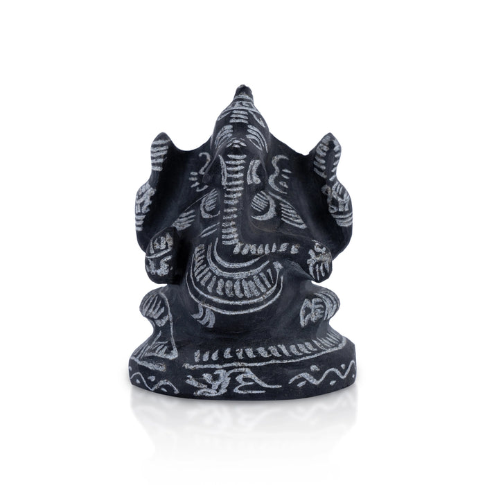 Ganesh Murti - 3.5 X 2.5 Inches | Black Stone Ganpati Murti/ Vinayaka Idol For Home Temple & Auspicious Decor - Stone Murties