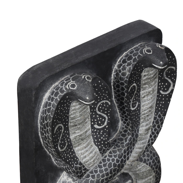 Pinnal Nagam Statue - 18.5 x 8.5 Inch | Black Stone Idol/ Snake Statue/ Naag Devta Murti for Pooja - Stone Murties