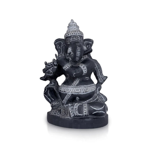 Ganesha Murti - 12 x 8.5 Inches | Black Stone / Ganapathi Statue/ Vinayagar Sculpture Decor for Home & Pooja - Stone Murties