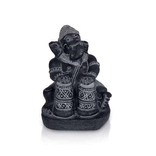 Ganesha Murti - 9 x 6.5 Inches | Black Stone Idol / Ganapathi Statue/ Vinayagar Sculpture Decor for Home & Pooja - Stone Murties