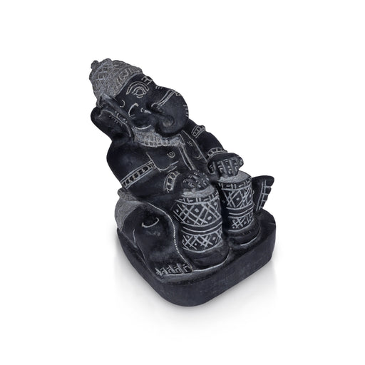 Ganesha Murti - 9 x 6.5 Inches | Black Stone Idol / Ganapathi Statue/ Vinayagar Sculpture Decor for Home & Pooja - Stone Murties