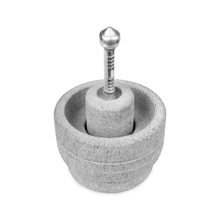 Hand Grinder Pair - 12 x 6 Inches | Black Stone Mortar And Pestle/ Kalvam Grindstone/ Ural for Spices - Kitchen