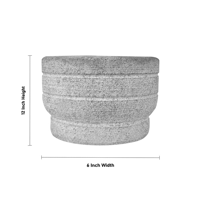 Hand Grinder Pair - 12 x 6 Inches | Black Stone Mortar And Pestle/ Kalvam Grindstone/ Ural for Spices - Kitchen