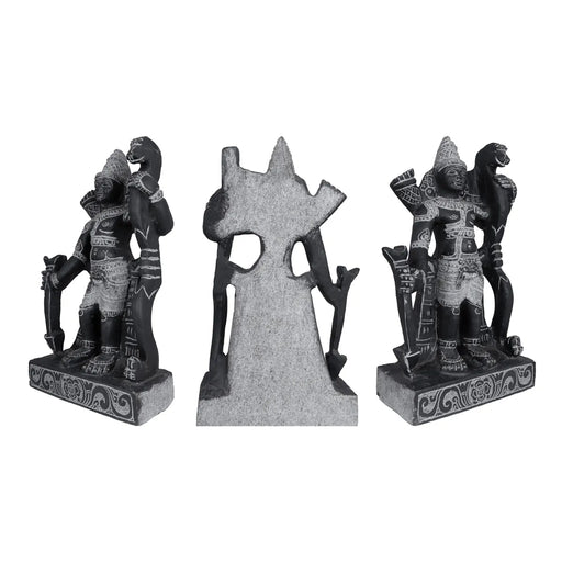 Perumal Sridevi Bhudevi Murti - 19.5 x 12 Inches|Black Stone Idol/ Perumal with Sridevi Bhudevi Statue For Pooja - Stone Murties