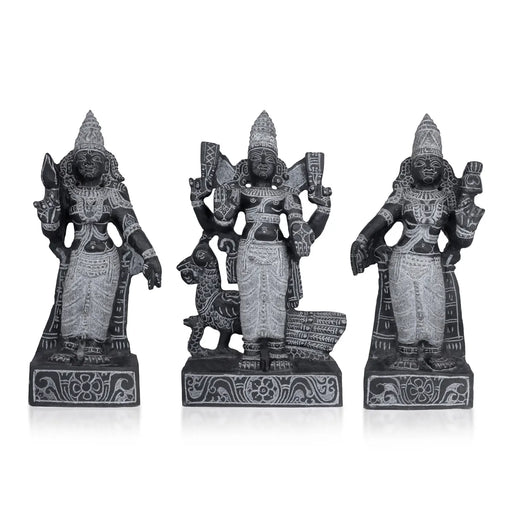Murugar Valli Deivanai Standing Murti -1.5 Feet | Black Stone Idol / God Statue / Decor for Pooja & Temple - Stone Murties