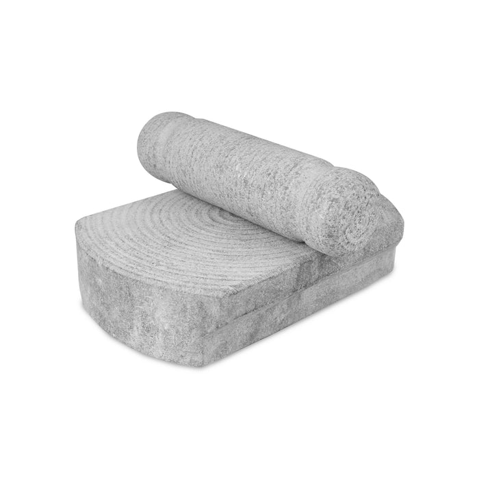 Ammi Kal Pair - 2.5 x 10 x 6.5 Inches | Black Stone Hand Grinder/ Mortar And Pestle/ Grindstone for Spices - Kitchen
