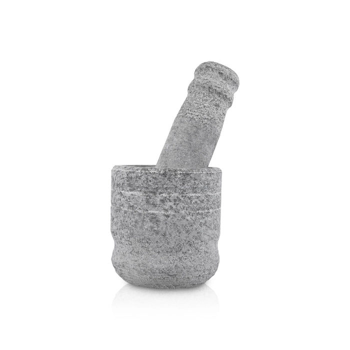 Hand Grinder Pair - 4 x 4 Inches | Black Stone Mortar And Pestle/ Kalvam Grindstone for Spices - Kitchen