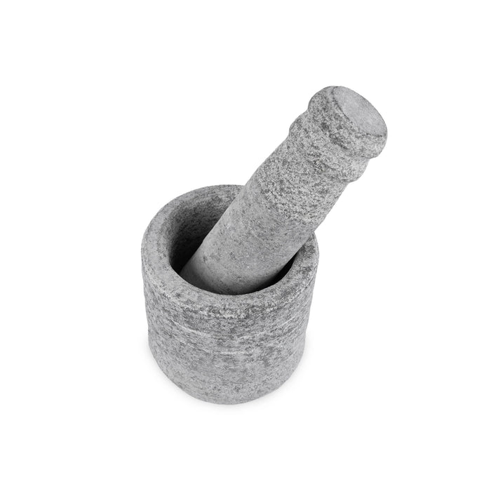 Hand Grinder Pair - 4 x 4 Inches | Black Stone Mortar And Pestle/ Kalvam Grindstone for Spices - Kitchen