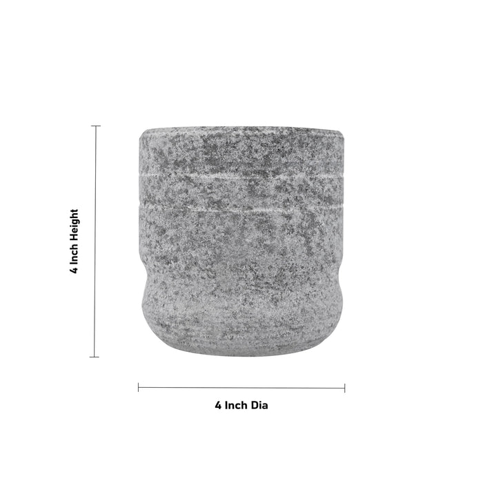 Hand Grinder Pair - 4 x 4 Inches | Black Stone Mortar And Pestle/ Kalvam Grindstone for Spices - Kitchen