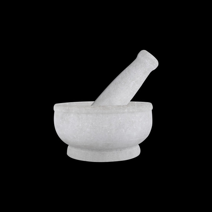 Hand Grinder Pair - 3 x 4.75 Inches | Marble Stone Mortar And Pestle/ Kalvam Grindstone for Spices - Kitchen