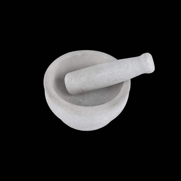 Hand Grinder Pair - 3 x 4.75 Inches | Marble Stone Mortar And Pestle/ Kalvam Grindstone for Spices - Kitchen