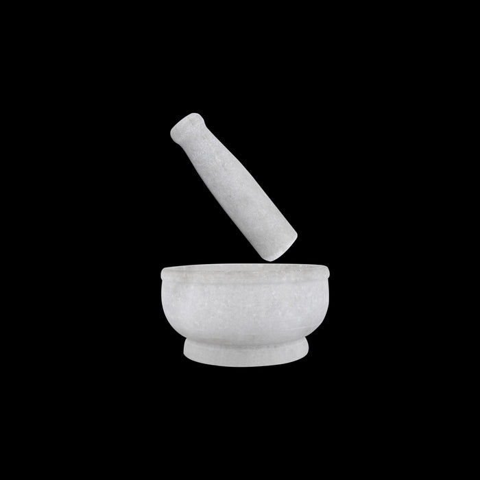 Hand Grinder Pair - 3 x 4.75 Inches | Marble Stone Mortar And Pestle/ Kalvam Grindstone for Spices - Kitchen