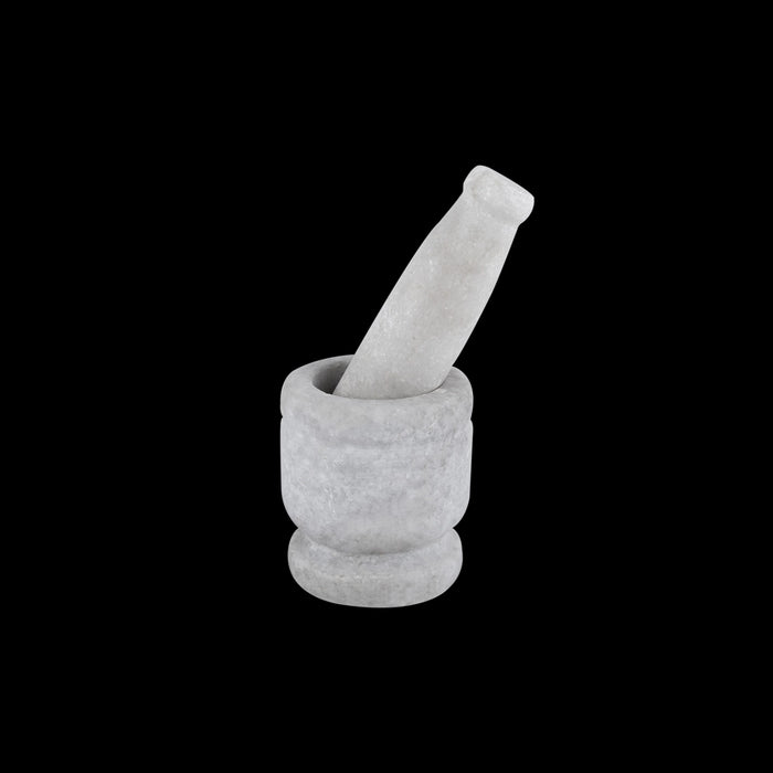 Hand Grinder Pair - 3 x 2.75 Inches | Marble Stone Mortar And Pestle/ Kalvam Grindstone for Spices - Kitchen