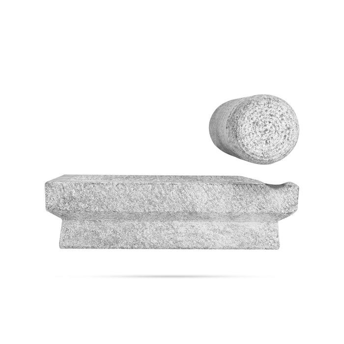 Ammi Kal Pair - 2.5 x 8 x 6.5 Inches | Black Stone Hand Grinder/ Mortar And Pestle/ Grindstone for Spices - Kitchen