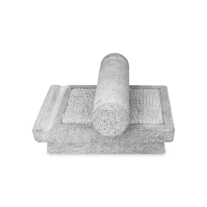 Ammi Kal Pair - 2.5 x 8 x 6.5 Inches | Black Stone Hand Grinder/ Mortar And Pestle/ Grindstone for Spices - Kitchen