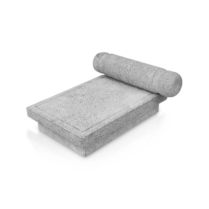 Ammi Kal Pair - 2.5 x 11 x 7 Inches | Black Stone Hand Grinder/ Mortar And Pestle/ Grindstone for Spices - Kitchen