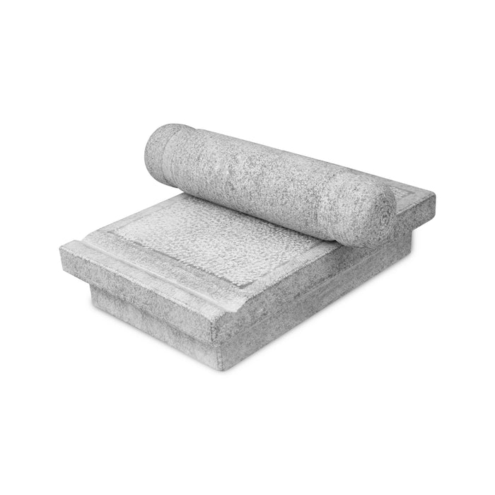 Ammi Kal Pair - 2.5 x 12 x 8 Inches | Black Stone Hand Grinder/ Mortar And Pestle/ Grindstone for Spices - Kitchen