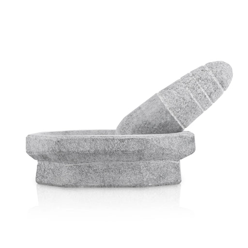 Hand Grinder Pair - 2 x 7 Inches | Black Stone Mortar And Pestle/ Oval Shape Kalvam Grindstone for Spices - Kitchen