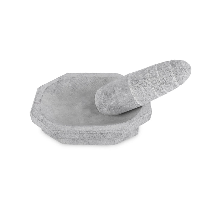 Hand Grinder Pair - 2 x 7 Inches | Black Stone Mortar And Pestle/ Oval Shape Kalvam Grindstone for Spices - Kitchen