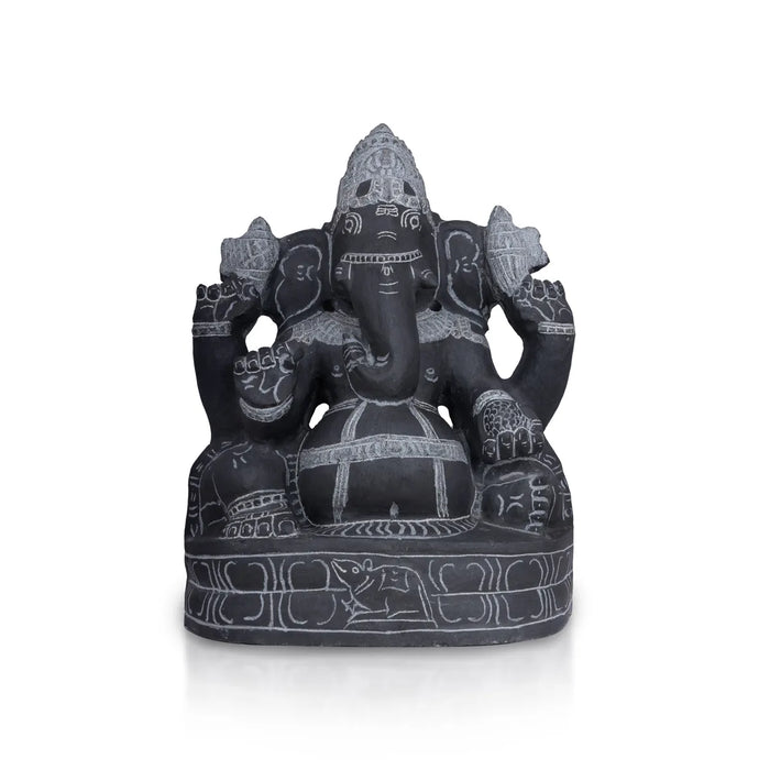 Ganesha Murti - 15 x 11 Inches | Black Stone Vinayakar Idol /Ganapathi Sculpture For Home Decor