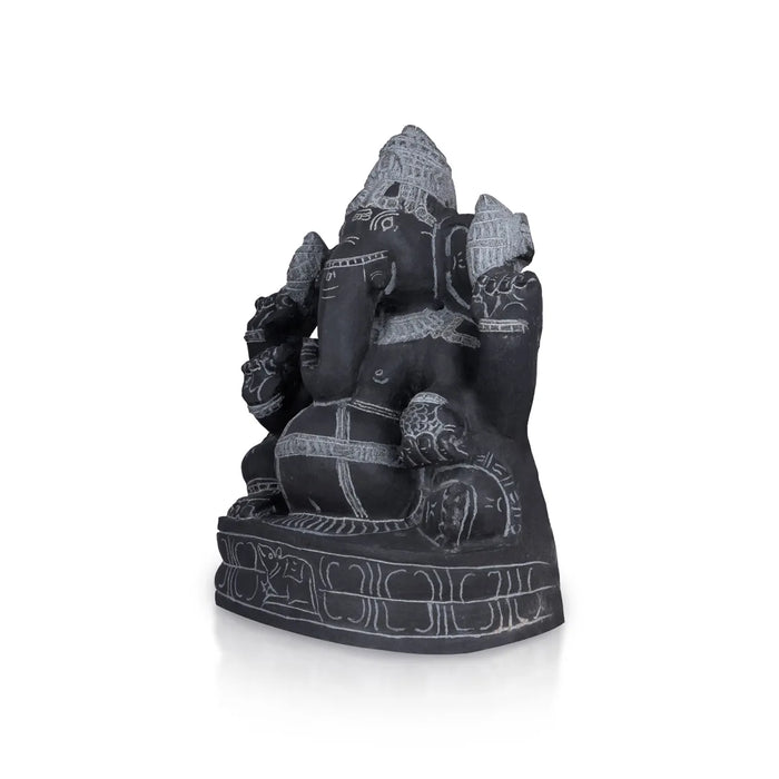Ganesha Murti - 15 x 11 Inches | Black Stone Vinayakar Idol /Ganapathi Sculpture For Home Decor