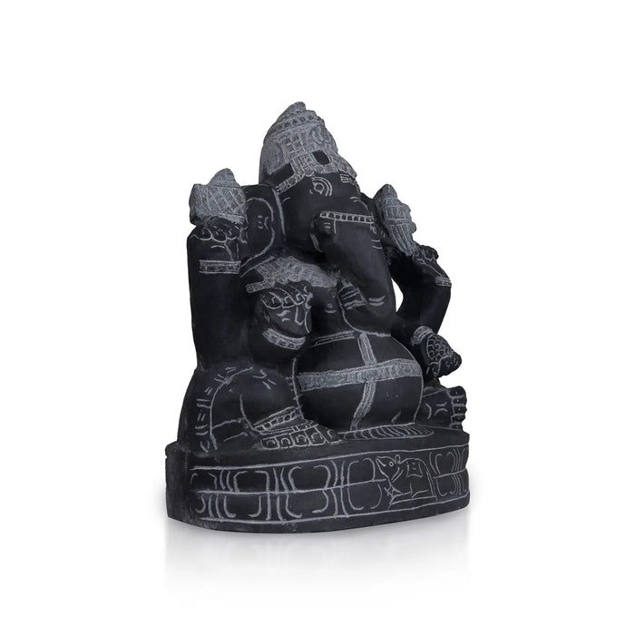 Ganesha Murti - 15 x 11 Inches | Black Stone Vinayakar Idol /Ganapathi Sculpture For Home Decor