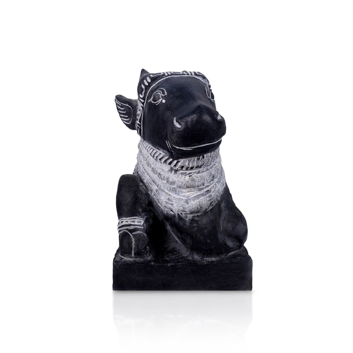 Nandi Murti - 12 x 17 Inches | Black Stone Idol/ Nandi Statue/ Nandi Bhagavan / NandiDeva / Decor For Pooja - Stone Murties