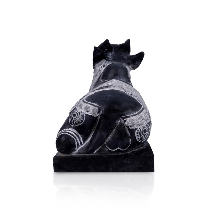 Nandi Murti - 12 x 17 Inches | Black Stone Idol/ Nandi Statue/ Nandi Bhagavan / NandiDeva / Decor For Pooja - Stone Murties