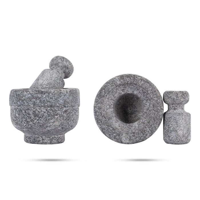 Stone Gowramma Set - 2.5 X 2.75 Inches | Miniature Kitchen Set/ 5Pcs/ Black Stone Gowri Set For Grahapravesam - Wedding Essentials