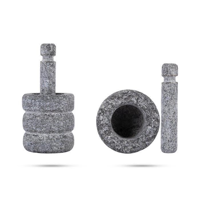 Stone Gowramma Set - 2.5 X 2.75 Inches | Miniature Kitchen Set/ 5Pcs/ Black Stone Gowri Set For Grahapravesam - Wedding Essentials