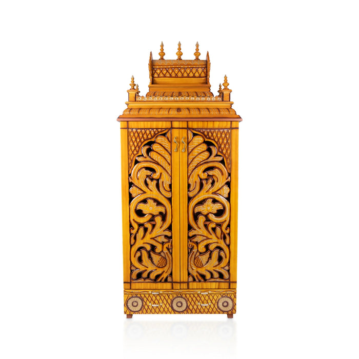 Full Door Mandapam With Leg - 93 x 36 Inches | Wood Thirukovil design / Pooja Mandir for home - Home Puja Mandir