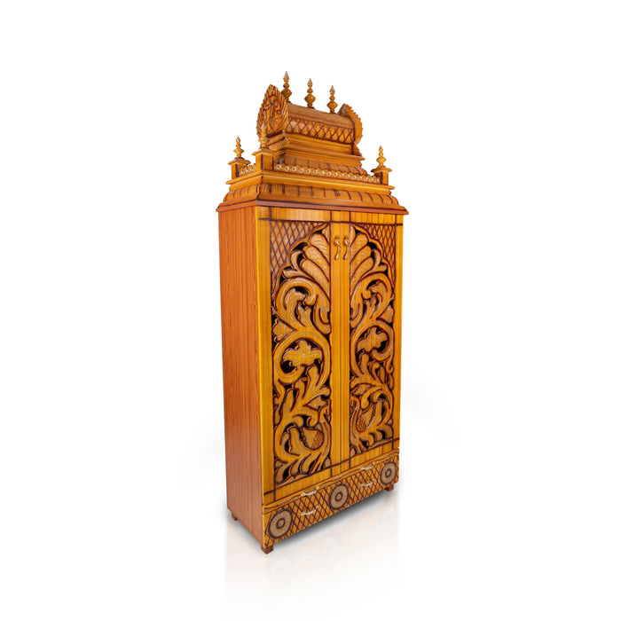 Full Door Mandapam With Leg - 93 x 36 Inches | Wood Thirukovil design / Pooja Mandir for home - Home Puja Mandir