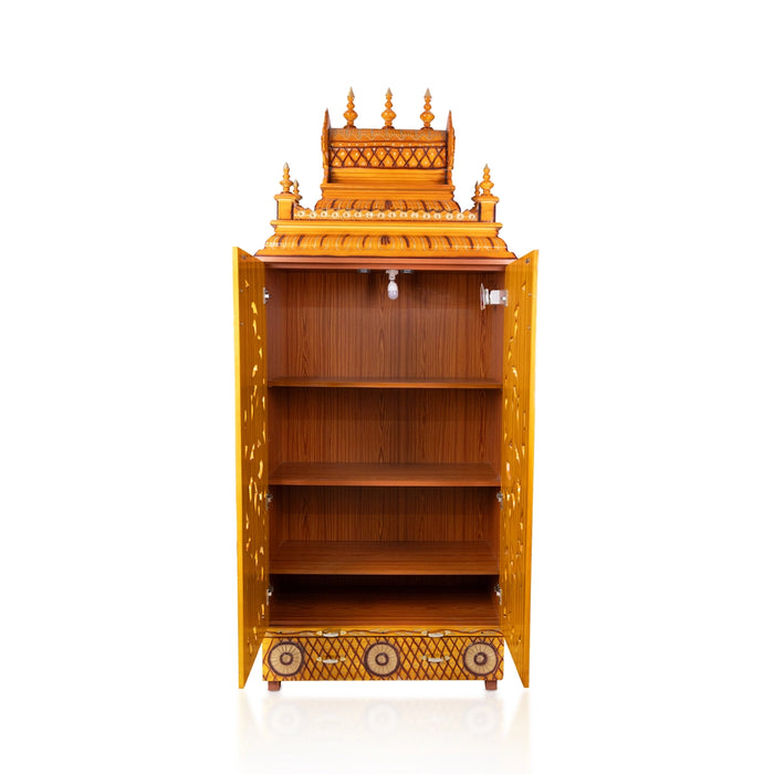 Full Door Mandapam With Leg - 93 x 36 Inches | Wood Thirukovil design / Pooja Mandir for home - Home Puja Mandir