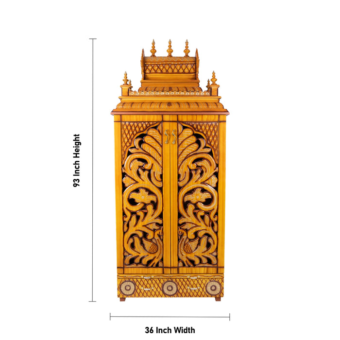 Full Door Mandapam With Leg - 93 x 36 Inches | Wood Thirukovil design / Pooja Mandir for home - Home Puja Mandir