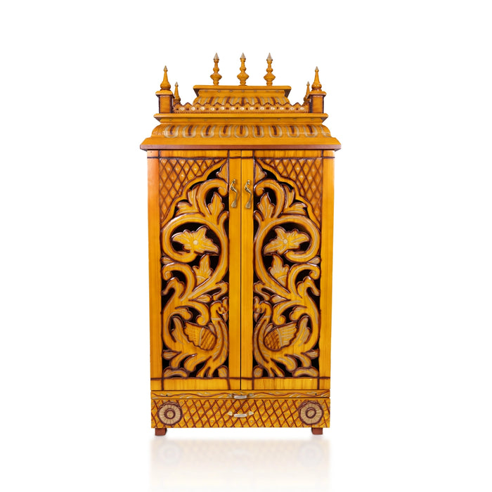 Full Door Mandapam With Leg - 70 x 32 Inches | Wood Thirukovil design / Pooja Mandir for home - Home Puja Mandir