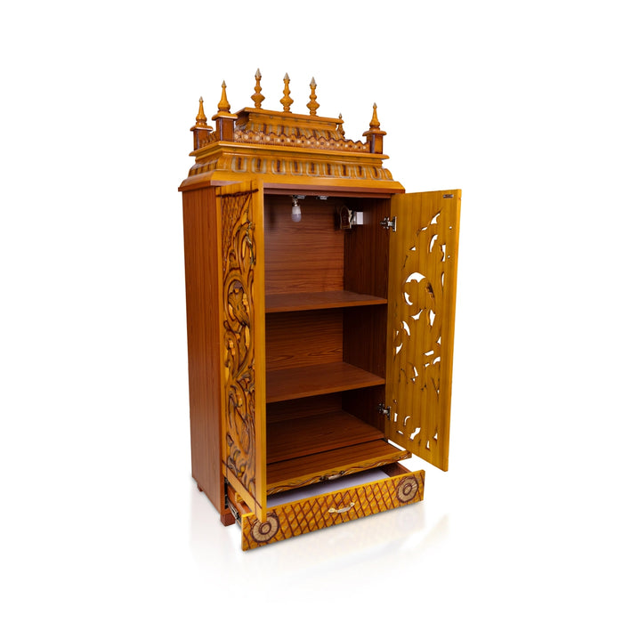 Full Door Mandapam With Leg - 70 x 32 Inches | Wood Thirukovil design / Pooja Mandir for home - Home Puja Mandir