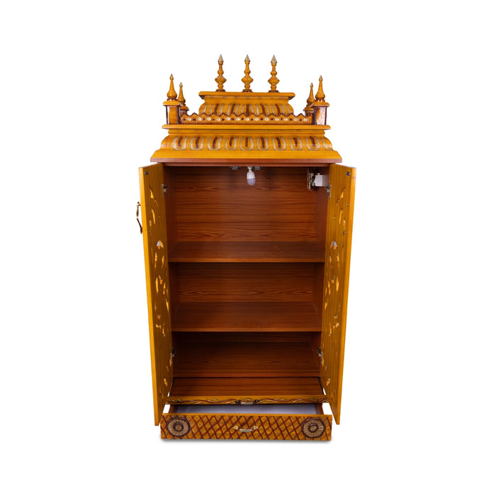 Full Door Mandapam With Leg - 70 x 32 Inches | Wood Thirukovil design / Pooja Mandir for home - Home Puja Mandir