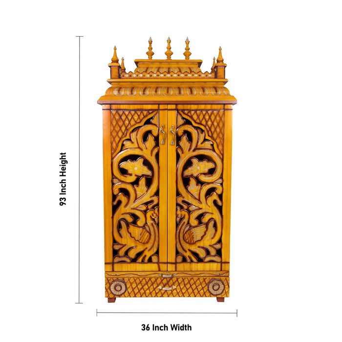 Full Door Mandapam With Leg - 70 x 32 Inches | Wood Thirukovil design / Pooja Mandir for home - Home Puja Mandir