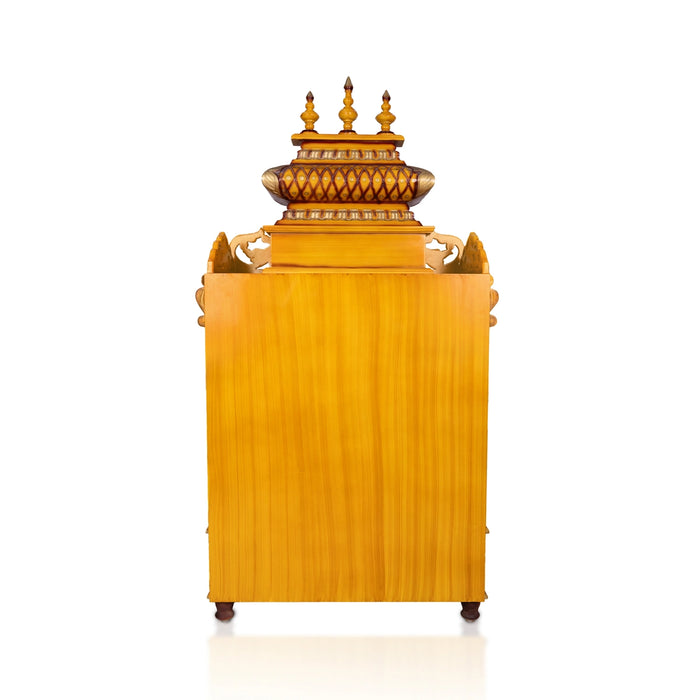 Open Mandapam With Bell - 60 x 29 Inches | Wood Temple design / Pooja Mandir for home - Home Puja Mandir