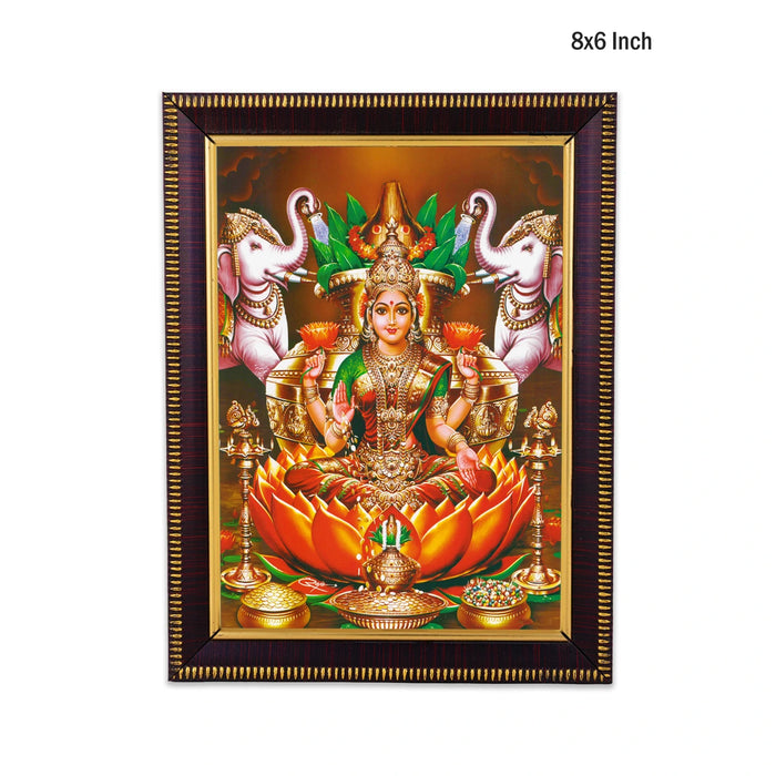 Varalakshmi with Kumbam Photo Frame - 8 x 6 Inches | Divine Goddess Mahalakshmi Wall Frame for Pooja Room