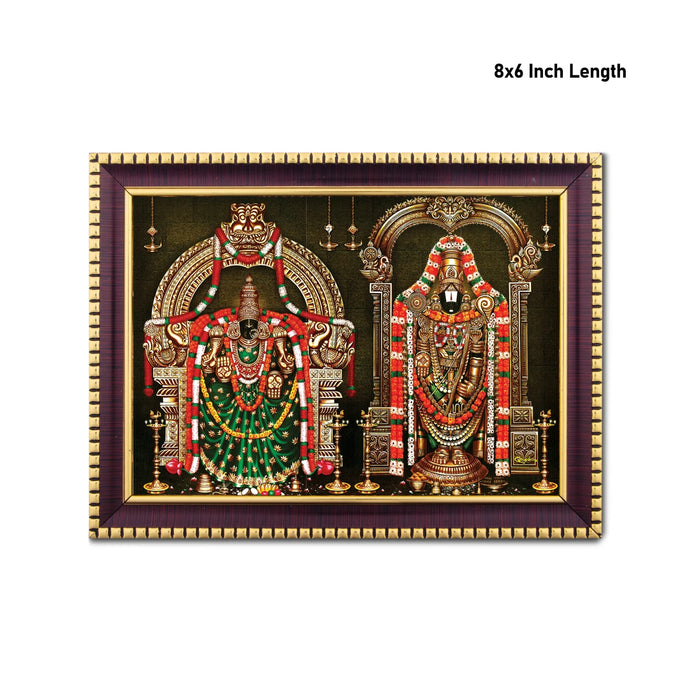 Perumal Thayar Photo Frame - 8 x 6 Inches | Picture Frame for Pooja Room Decor