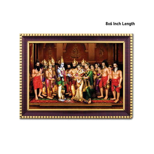 Seetha Kalyanam Photo Frame - 8 x 6 Inches | Picture Frame for Pooja Room Decor - Hindu God Photos & Frames