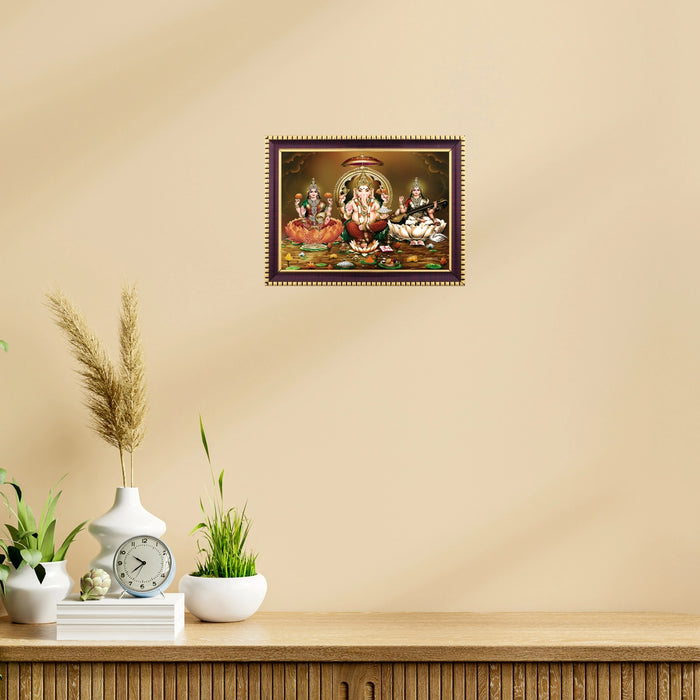 Lakshmi Ganesha Saraswathi Photo Frame | Picture Frame for Pooja Room Decor