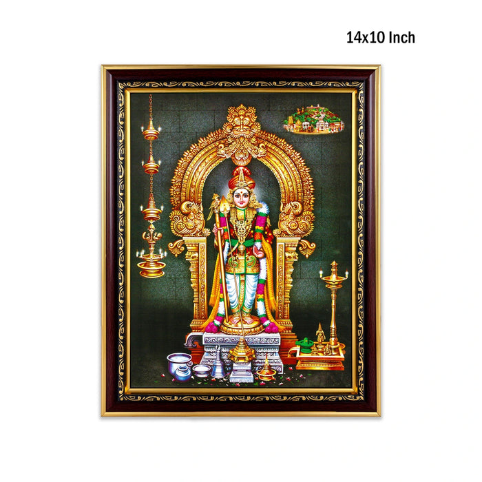 Palani Murugan Picture Frame - 14 x 10 Inches | Raja Alangara Murugar Photo Frame for Home & Pooja Room