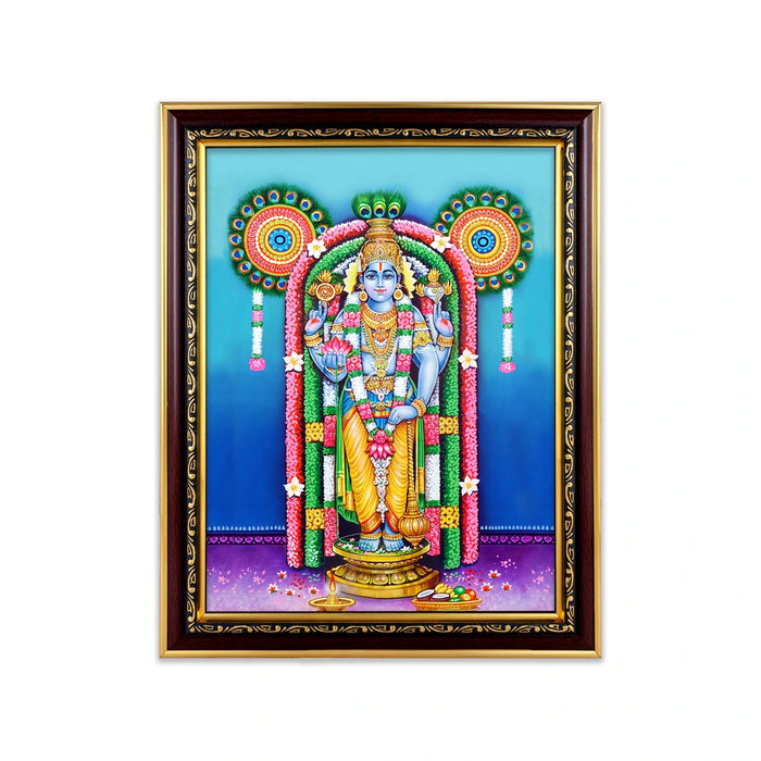 Guruvayurappan Picture Frame - 14 x 10 Inches | 3D Embossed Painting Frame/ Guruvayur Krishna Photo Frame