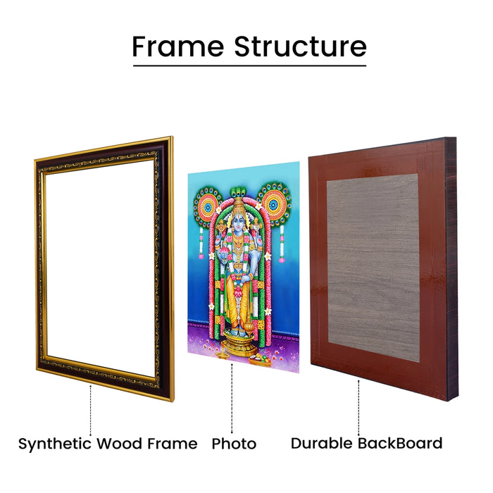 Guruvayurappan Picture Frame - 14 x 10 Inches | 3D Embossed Painting Frame/ Guruvayur Krishna Photo Frame