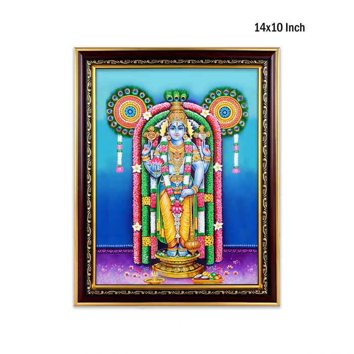 Guruvayurappan Picture Frame - 14 x 10 Inches | 3D Embossed Painting Frame/ Guruvayur Krishna Photo Frame