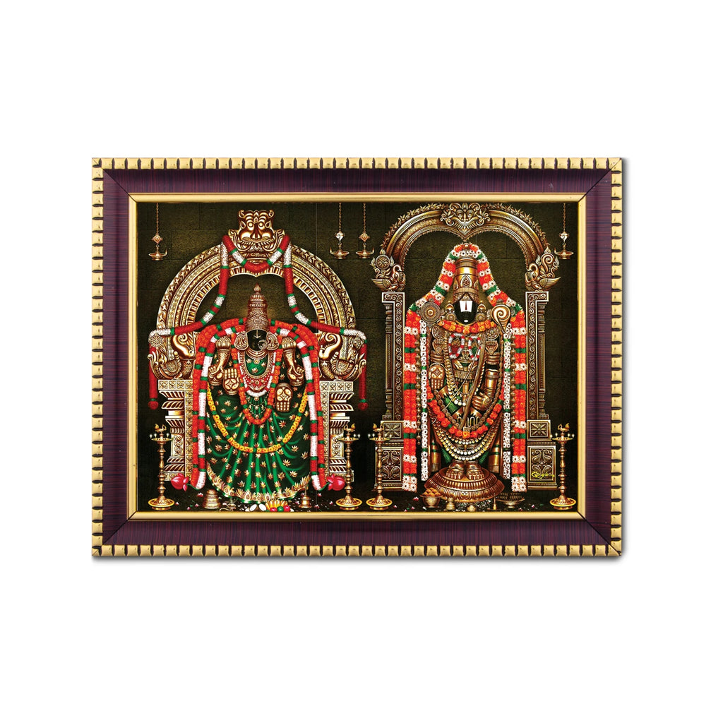 Perumal Thayar Photo Frame - 8 x 6 Inches | Picture Frame for Pooja Room Decor