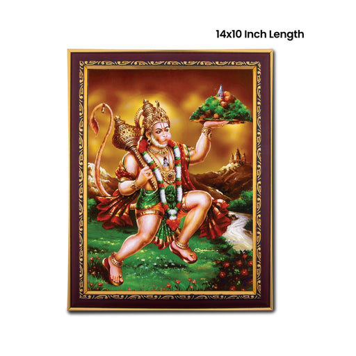 Sanjeevi Hanuman Photo Frame | Picture Frame for Pooja Room Decor - Hindu God Photos & Frames